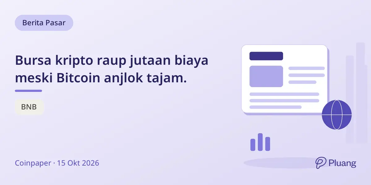 Bursa kripto raup jutaan biaya meski Bitcoin anjlok tajam.