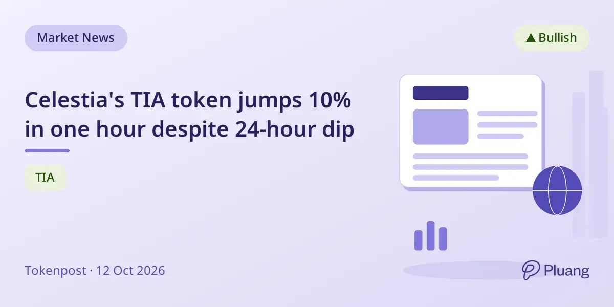 Celestia's TIA token jumps 10% in one hour despite 24-hour dip