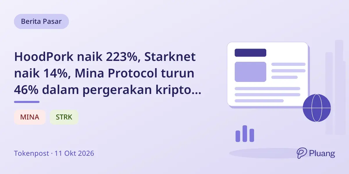 HoodPork naik 223%, Starknet naik 14%, Mina Protocol turun 46% dalam pergerakan kripto terbaru