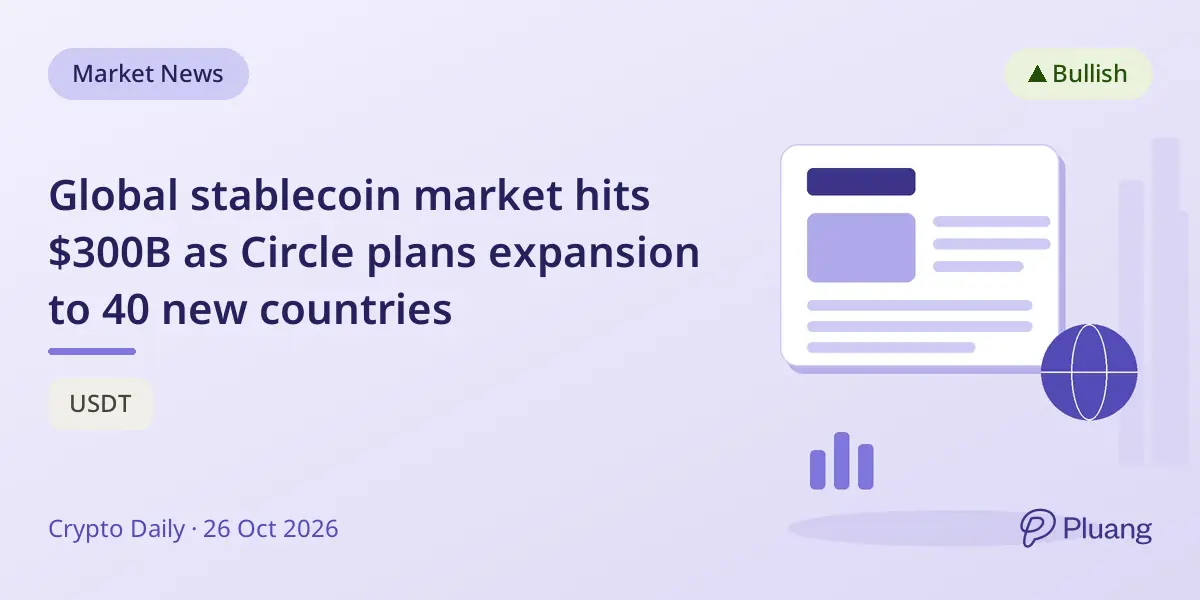 Global stablecoin market hits $300B as Circle plans expansion to 40 new countries