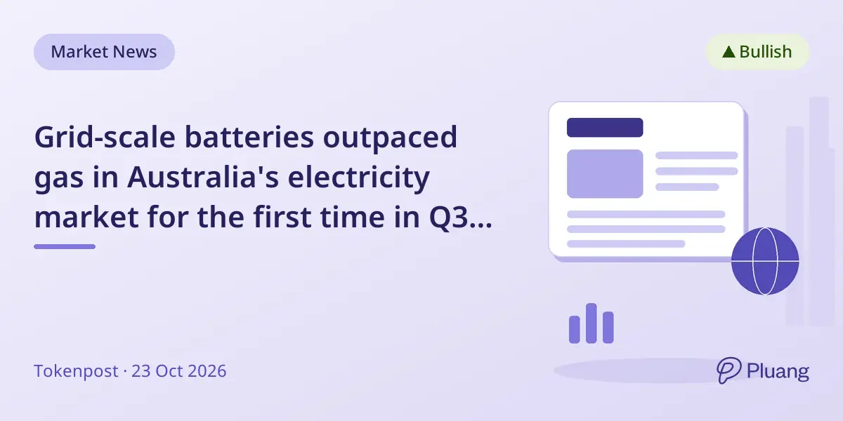 Grid-scale batteries outpaced gas in Australia's electricity market for the first time in Q3 2026.