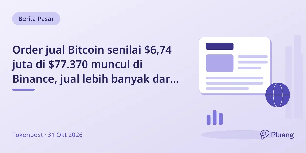 Order jual Bitcoin senilai $6,74 juta di $77.370 muncul di Binance, jual lebih banyak dari beli $3,27 juta.