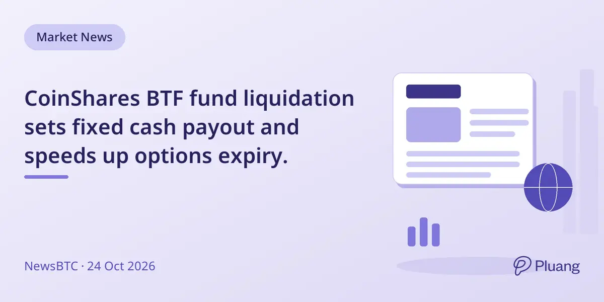 CoinShares BTF fund liquidation sets fixed cash payout and speeds up options expiry.