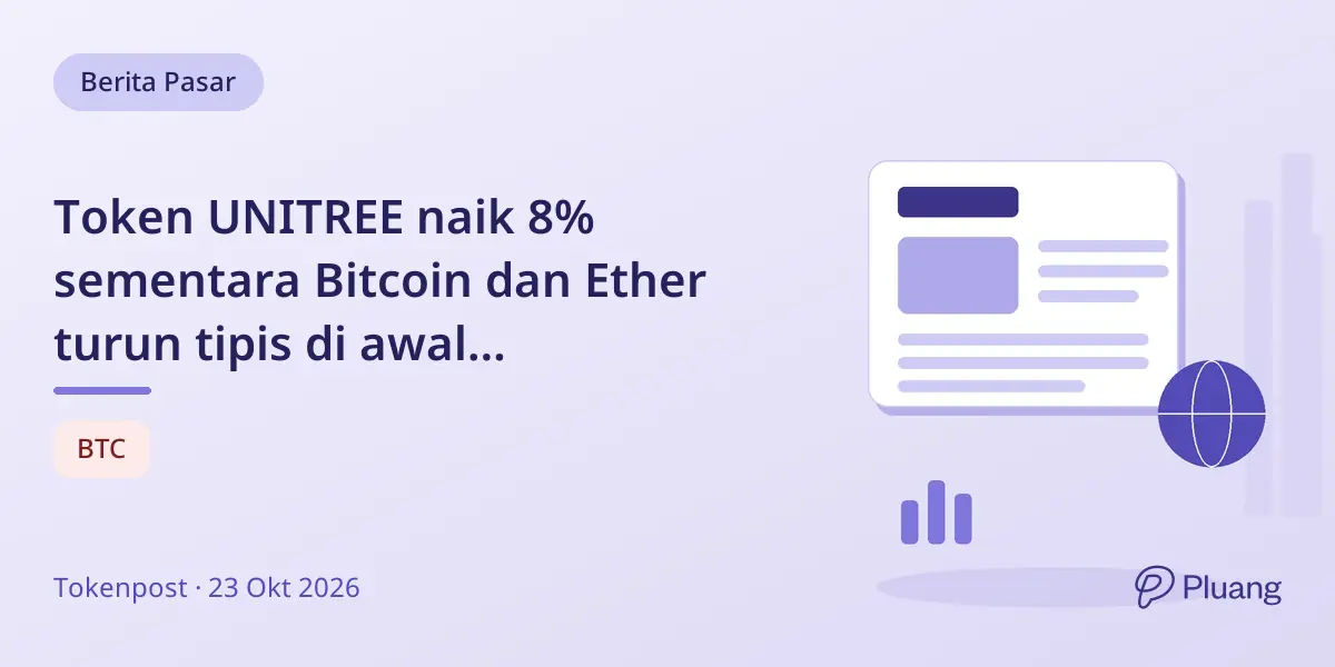 Token UNITREE naik 8% sementara Bitcoin dan Ether turun tipis di awal perdagangan.