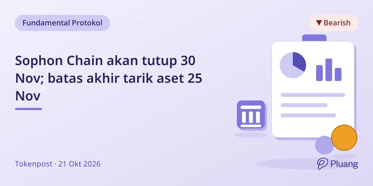 Sophon Chain akan tutup 30 Nov; batas akhir tarik aset 25 Nov
