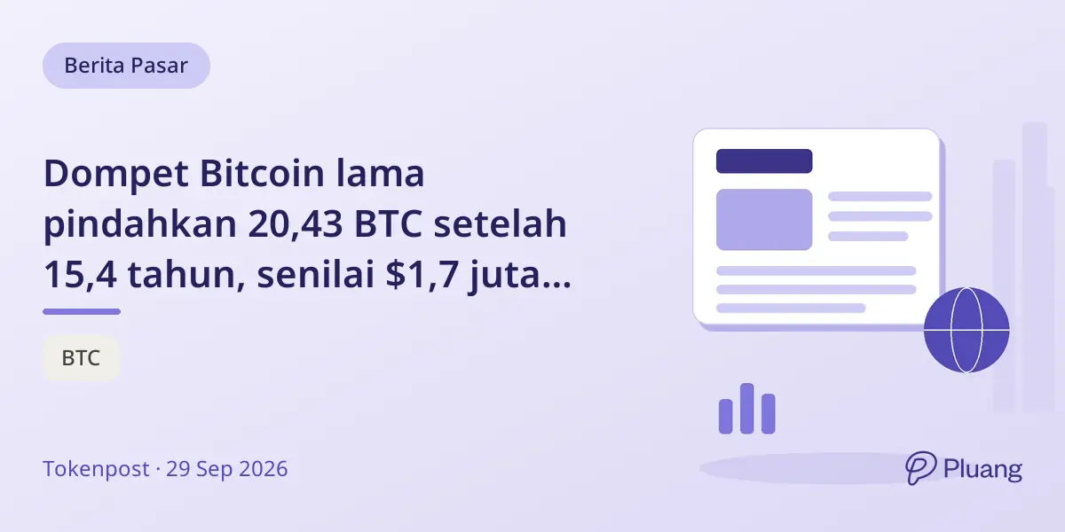 Dompet Bitcoin lama pindahkan 20,43 BTC setelah 15,4 tahun, senilai $1,7 juta dengan keuntungan besar.