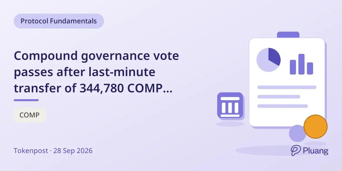 Compound governance vote passes after last-minute transfer of 344,780 COMP tokens tips majority