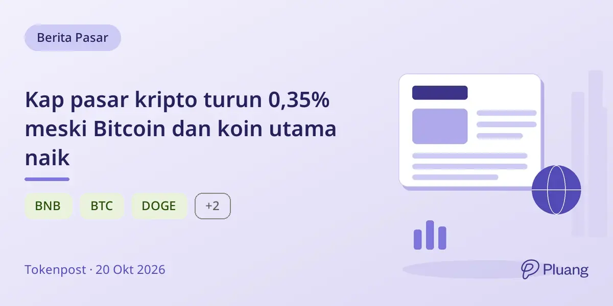 Kap pasar kripto turun 0,35% meski Bitcoin dan koin utama naik