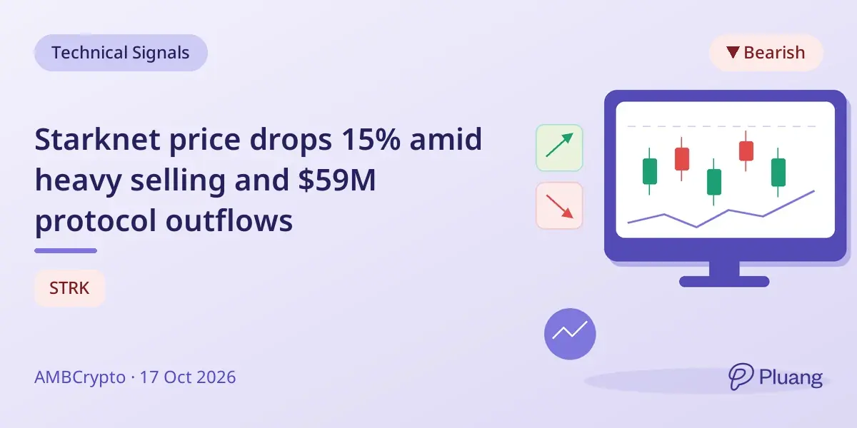 Starknet price drops 15% amid heavy selling and $59M protocol outflows