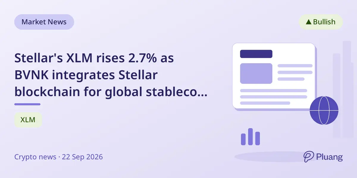 Stellar's XLM rises 2.7% as BVNK integrates Stellar blockchain for global stablecoin payments.