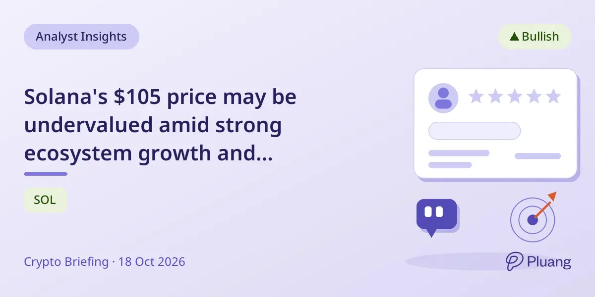 Solana's $105 price may be undervalued amid strong ecosystem growth and transaction volume.