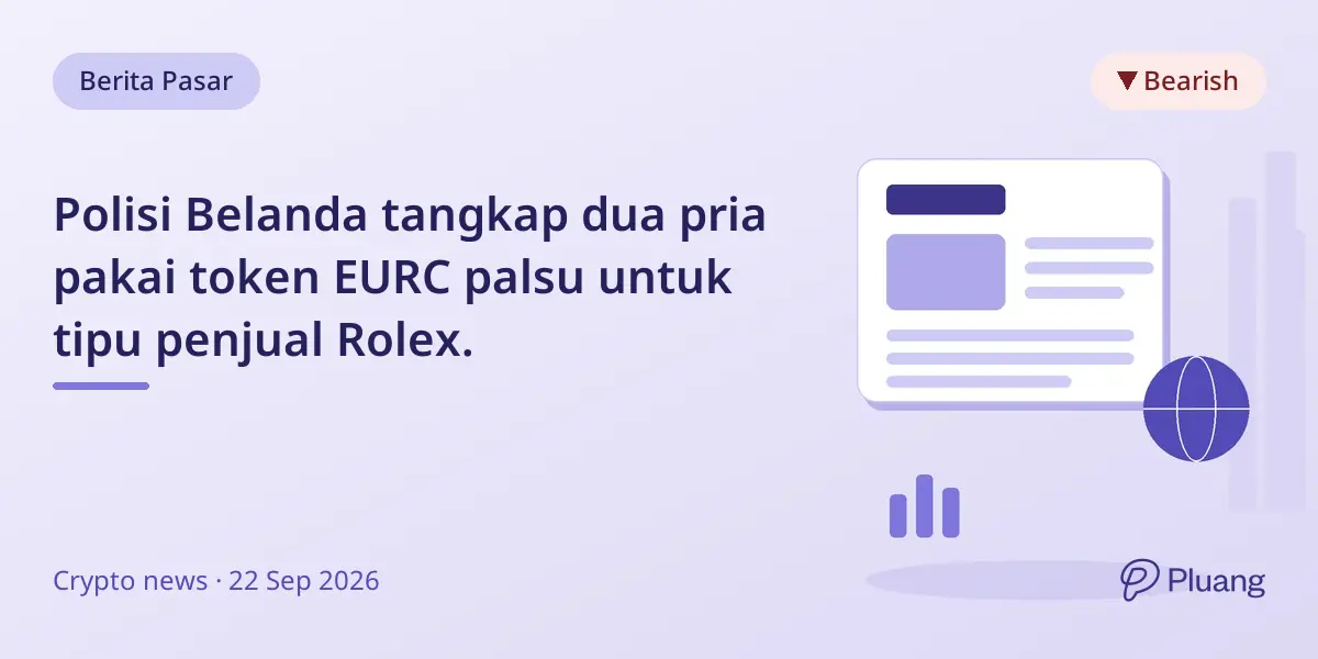 Polisi Belanda tangkap dua pria pakai token EURC palsu untuk tipu penjual Rolex.