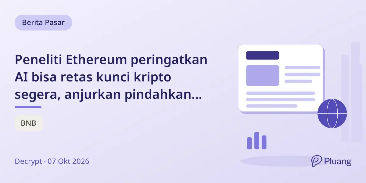 Peneliti Ethereum peringatkan AI bisa retas kunci kripto segera, anjurkan pindahkan dana ke alamat baru.