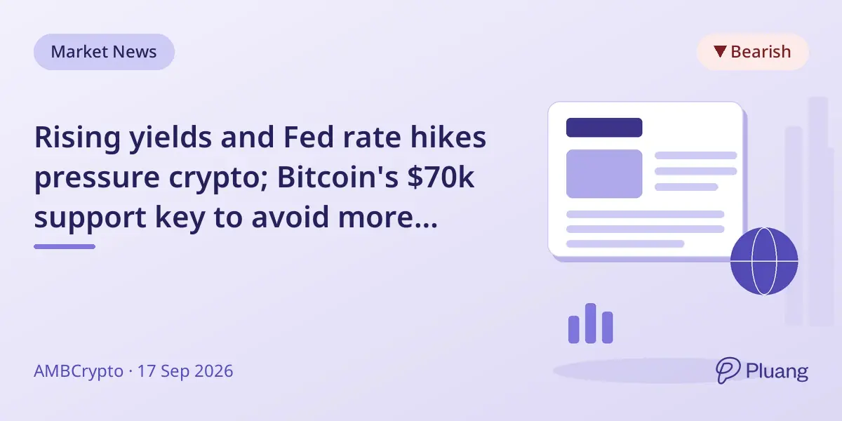 Rising yields and Fed rate hikes pressure crypto; Bitcoin's $70k support key to avoid more sell-offs.