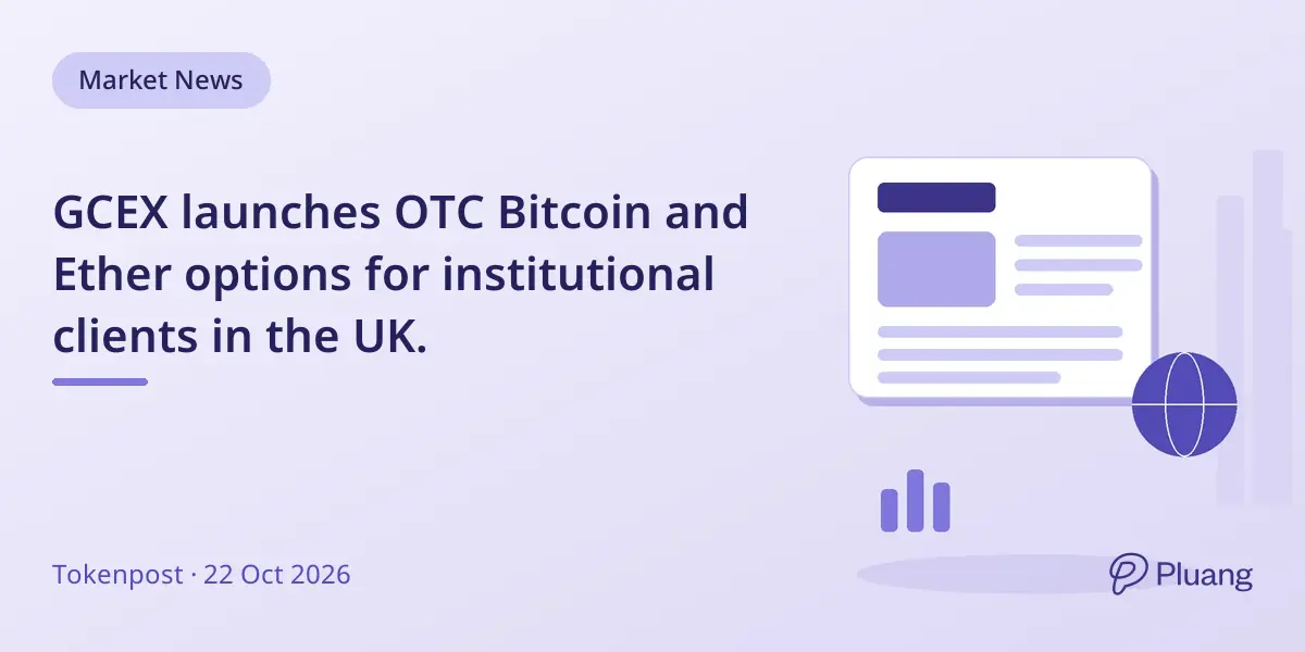 GCEX launches OTC Bitcoin and Ether options for institutional clients in the UK.