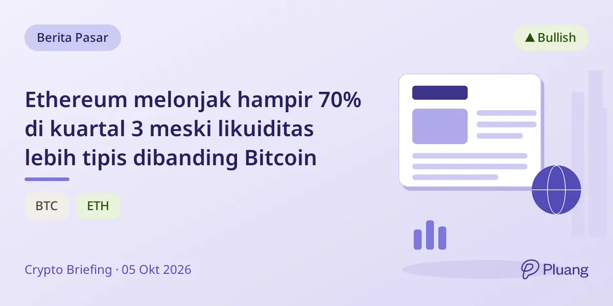 Ethereum melonjak hampir 70% di kuartal 3 meski likuiditas lebih tipis dibanding Bitcoin
