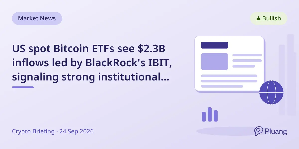 US spot Bitcoin ETFs see $2.3B inflows led by BlackRock's IBIT, signaling strong institutional crypto interest