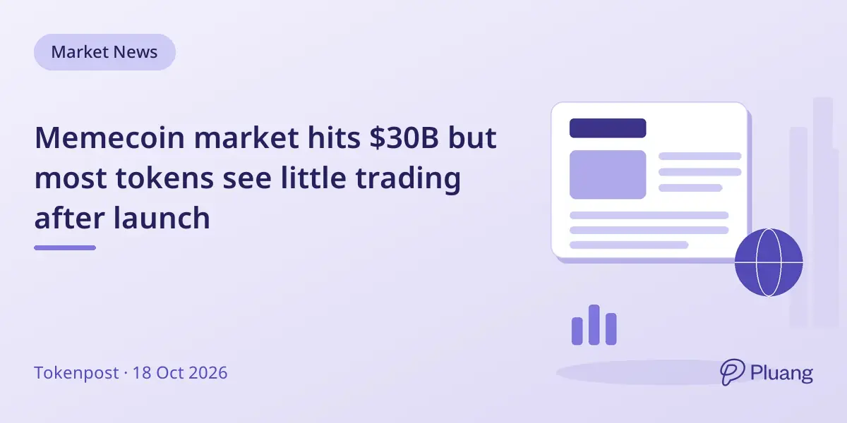 Memecoin market hits $30B but most tokens see little trading after launch