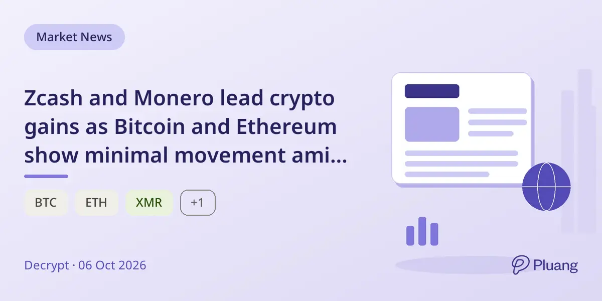 Zcash and Monero lead crypto gains as Bitcoin and Ethereum show minimal movement amid Fed rate hike.