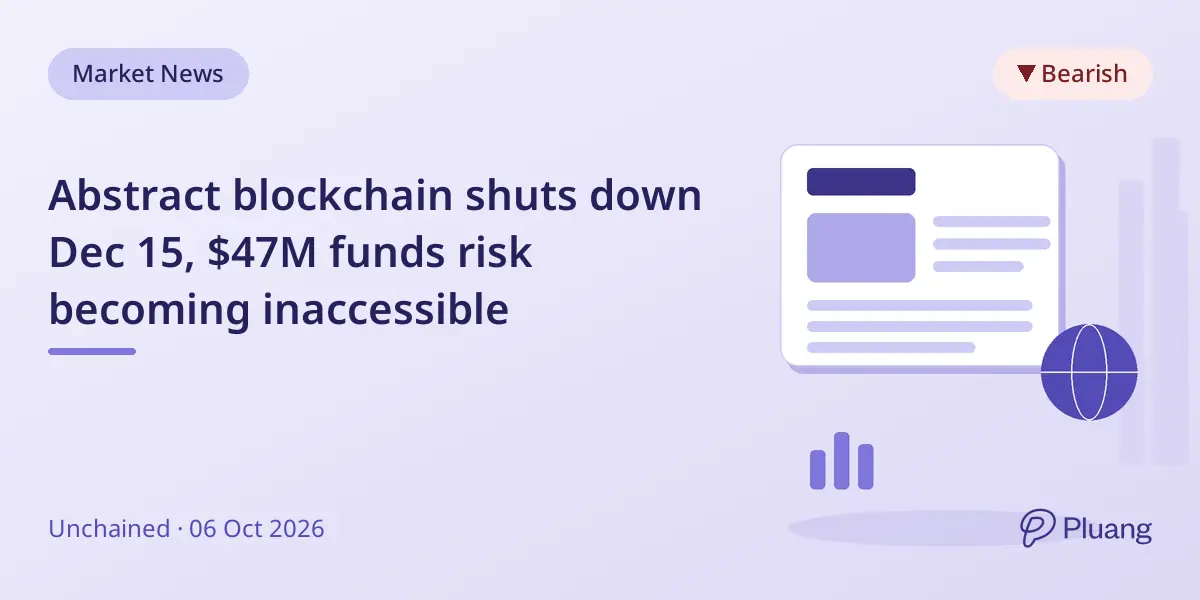 Abstract blockchain shuts down Dec 15, $47M funds risk becoming inaccessible