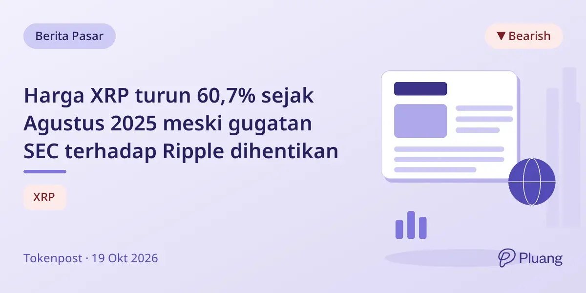Harga XRP turun 60,7% sejak Agustus 2025 meski gugatan SEC terhadap Ripple dihentikan