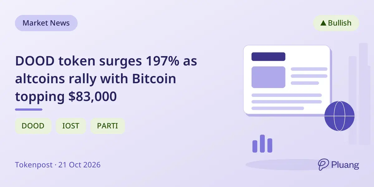 DOOD token surges 197% as altcoins rally with Bitcoin topping $83,000