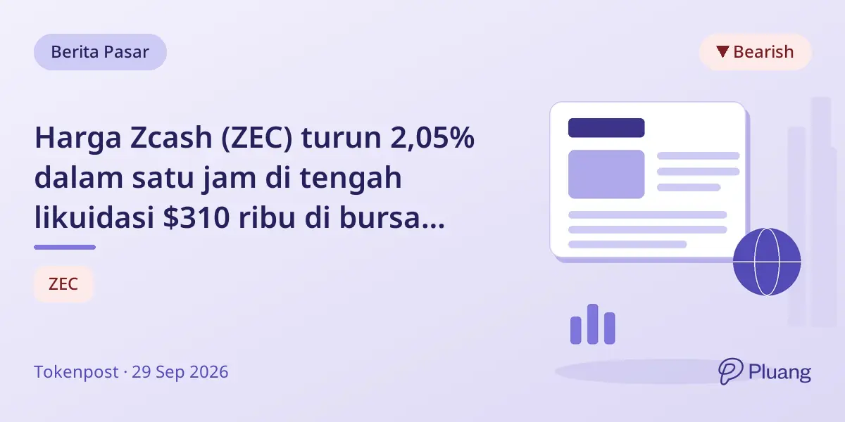 Harga Zcash (ZEC) turun 2,05% dalam satu jam di tengah likuidasi $310 ribu di bursa besar