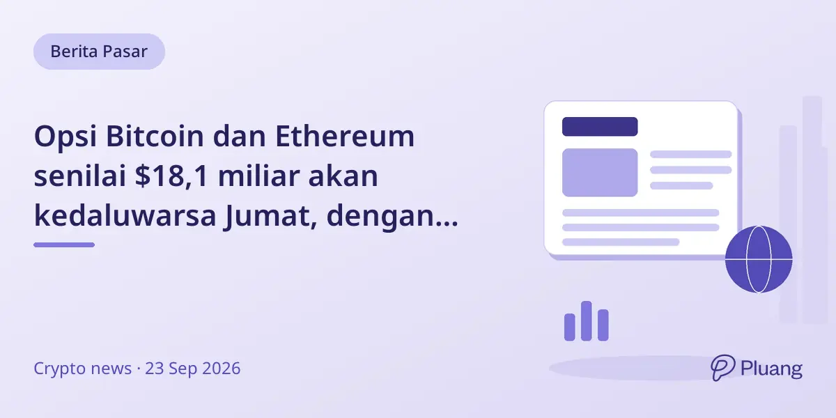 Opsi Bitcoin dan Ethereum senilai $18,1 miliar akan kedaluwarsa Jumat, dengan dominasi opsi call.