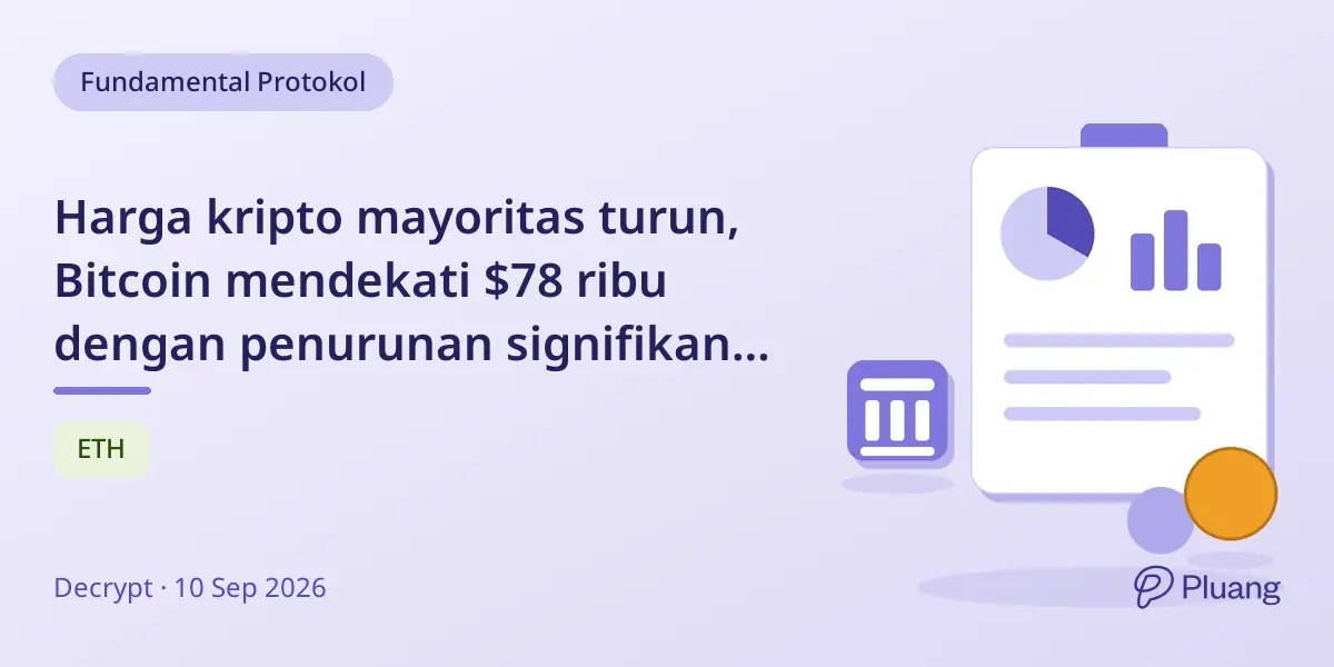 Harga kripto mayoritas turun, Bitcoin mendekati $78 ribu dengan penurunan signifikan di altcoin.