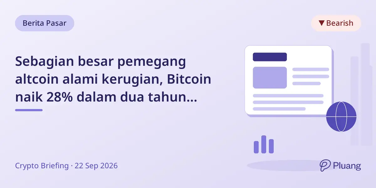 Sebagian besar pemegang altcoin alami kerugian, Bitcoin naik 28% dalam dua tahun terakhir.