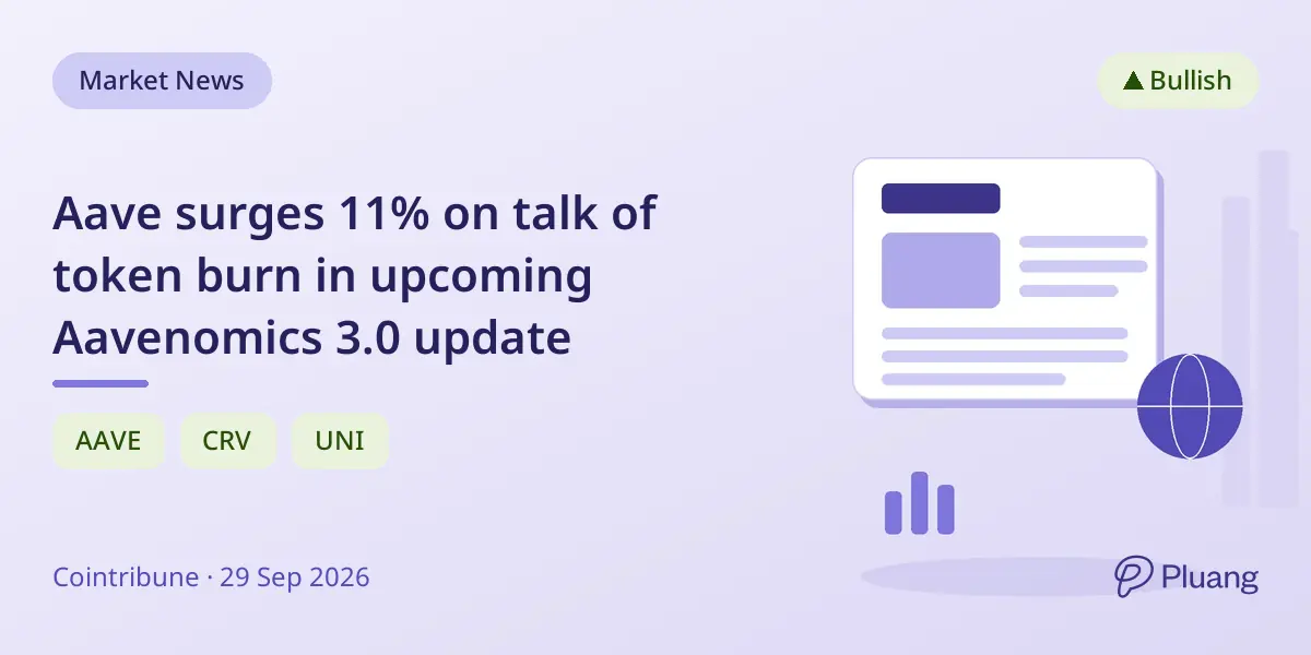 Aave surges 11% on talk of token burn in upcoming Aavenomics 3.0 update