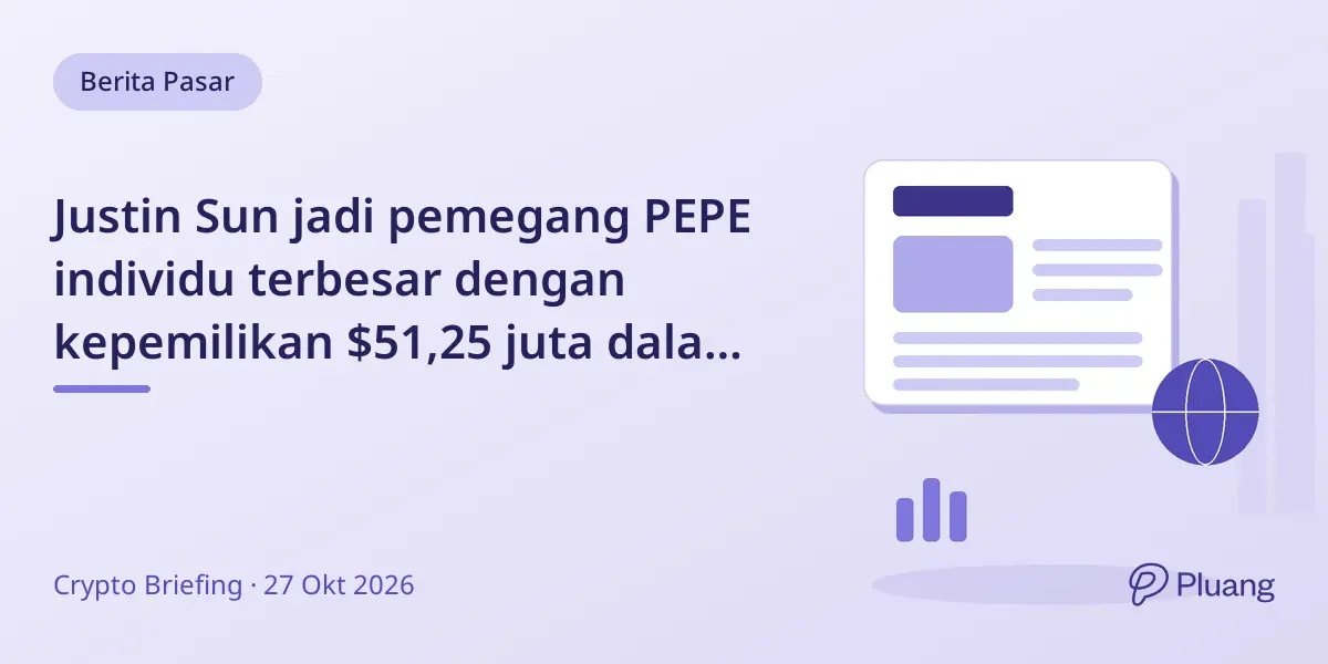 Justin Sun jadi pemegang PEPE individu terbesar dengan kepemilikan $51,25 juta dalam 10 hari