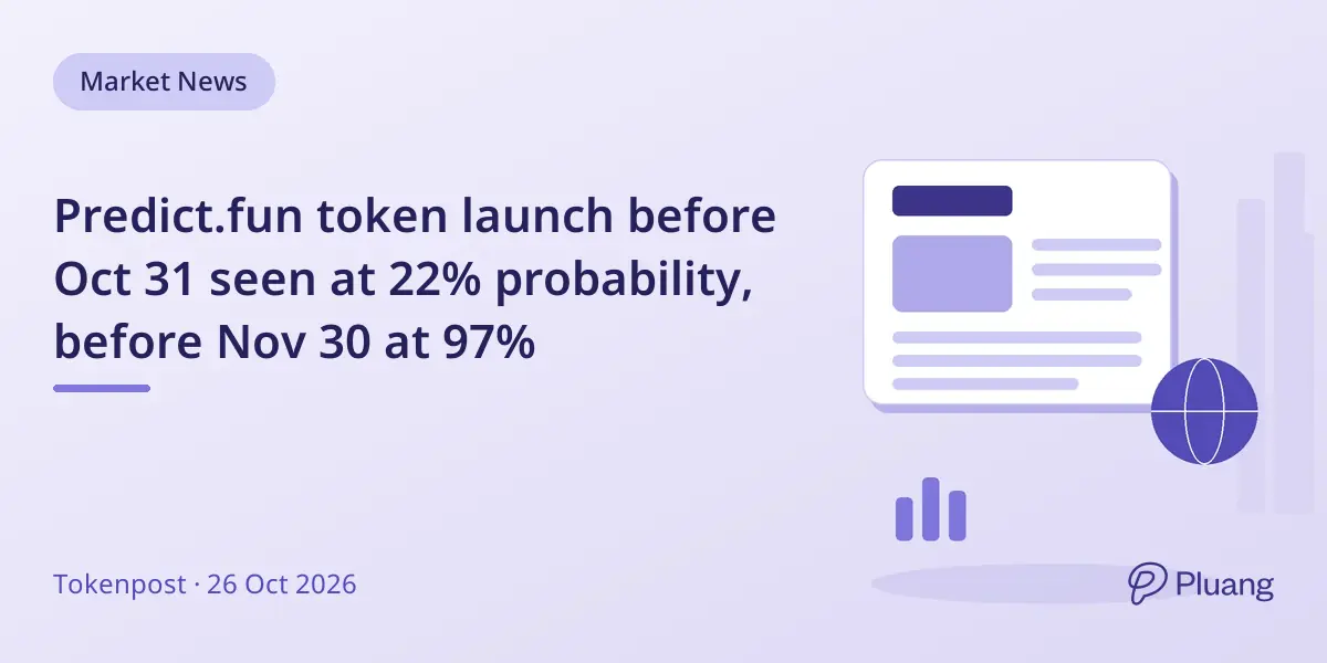 Predict.fun token launch before Oct 31 seen at 22% probability, before Nov 30 at 97%