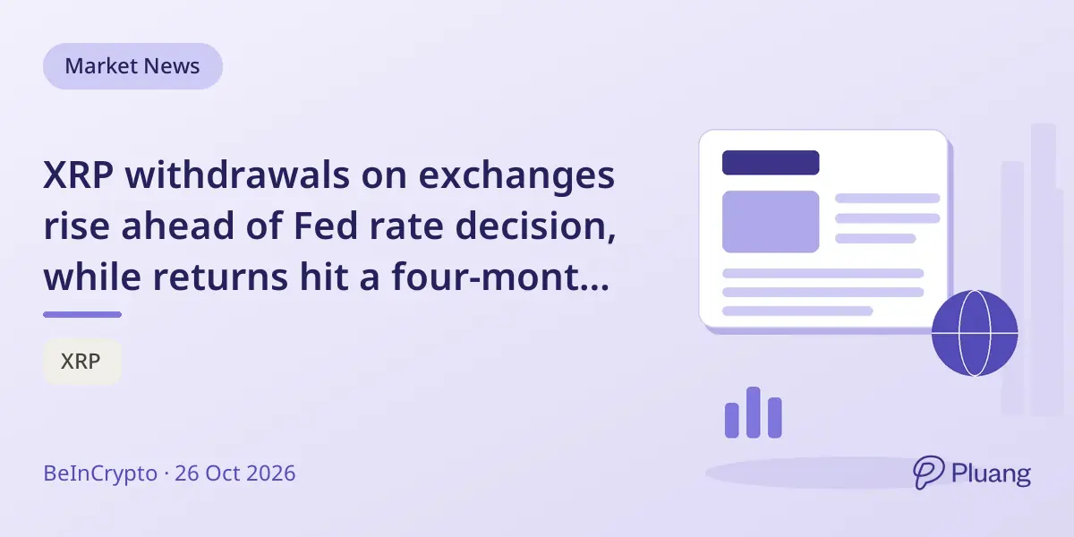 XRP withdrawals on exchanges rise ahead of Fed rate decision, while returns hit a four-month low.