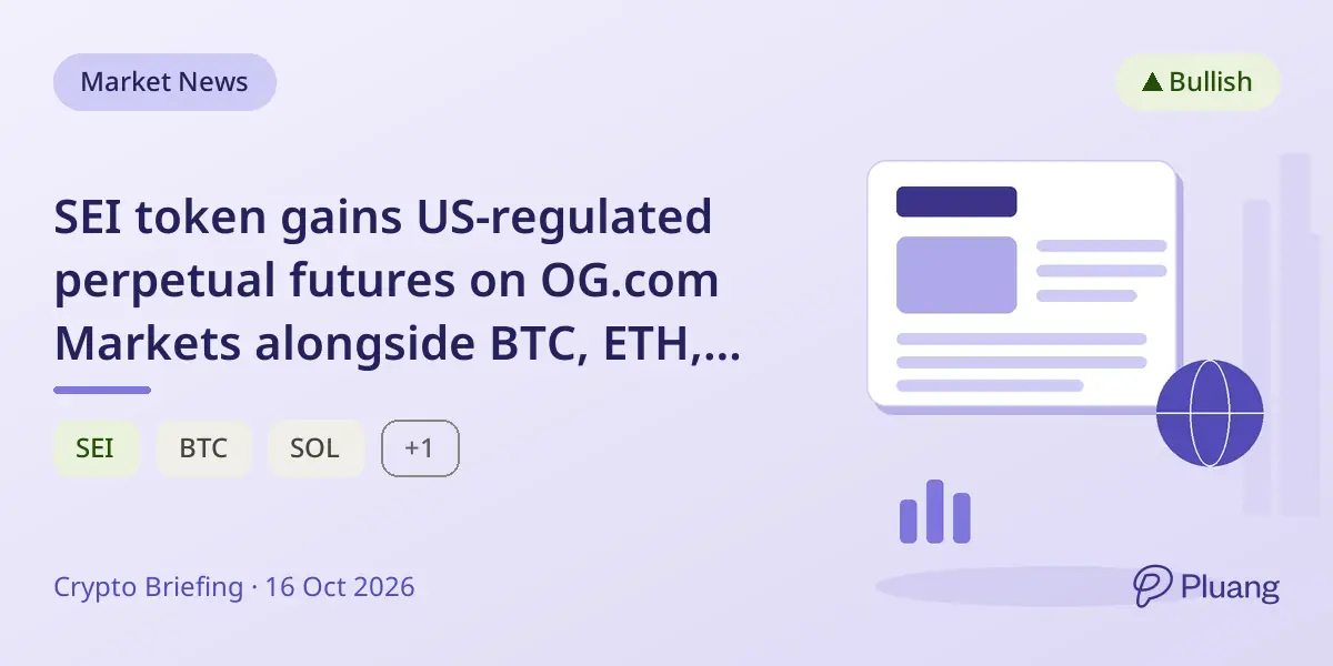 SEI token gains US-regulated perpetual futures on OG.com Markets alongside BTC, ETH, SOL, and XRP.