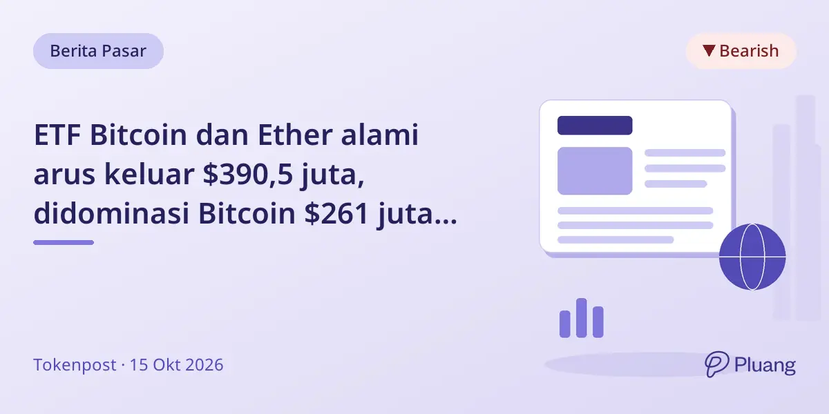 ETF Bitcoin dan Ether alami arus keluar $390,5 juta, didominasi Bitcoin $261 juta pada 14 Okt