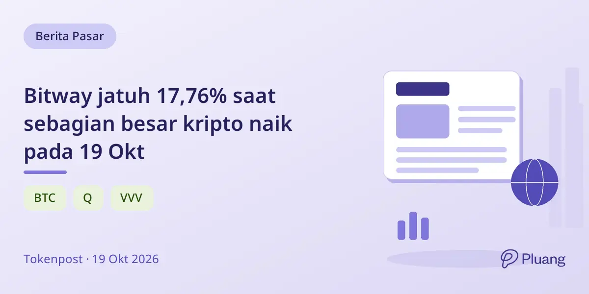 Bitway jatuh 17,76% saat sebagian besar kripto naik pada 19 Okt