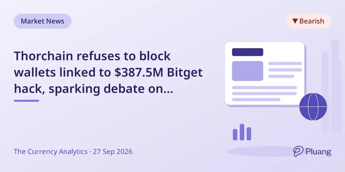 Thorchain refuses to block wallets linked to $387.5M Bitget hack, sparking debate on decentralization limits.