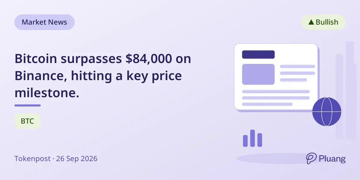 Bitcoin surpasses $84,000 on Binance, hitting a key price milestone.