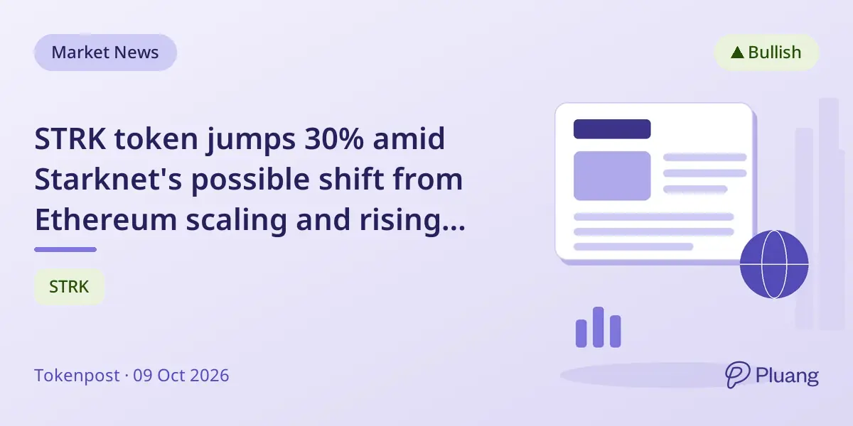 STRK token jumps 30% amid Starknet's possible shift from Ethereum scaling and rising DEX trading.