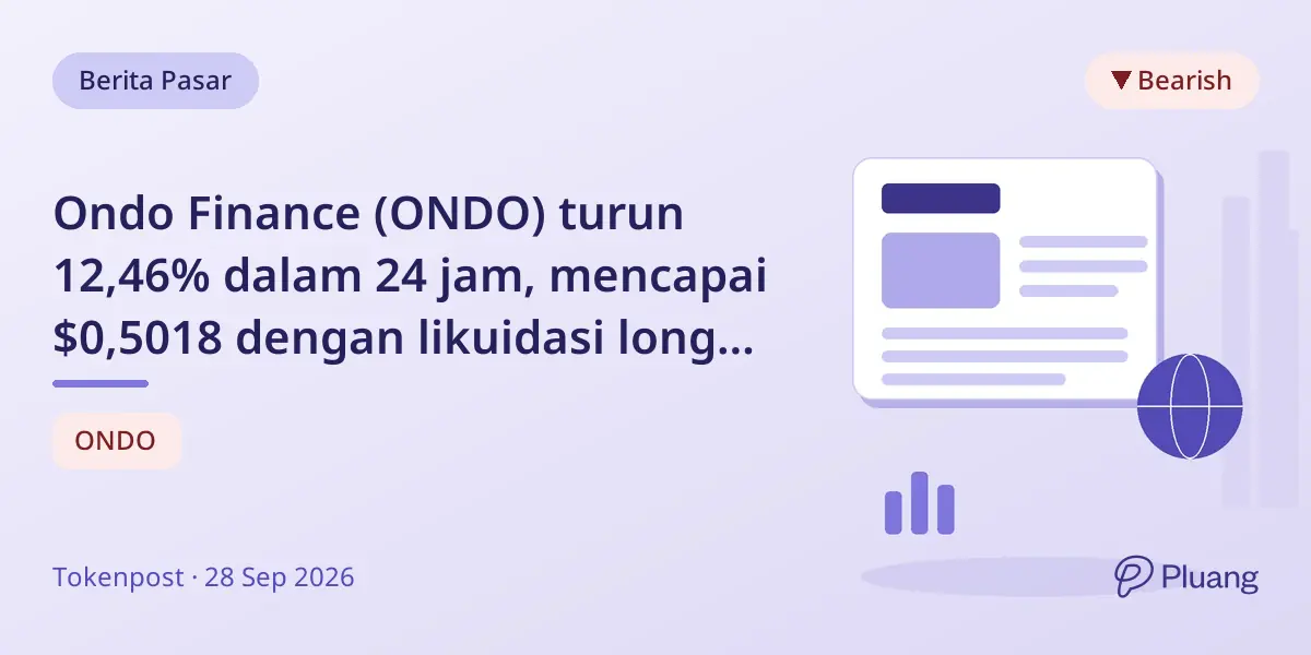 Ondo Finance (ONDO) turun 12,46% dalam 24 jam, mencapai $0,5018 dengan likuidasi long $340 ribu