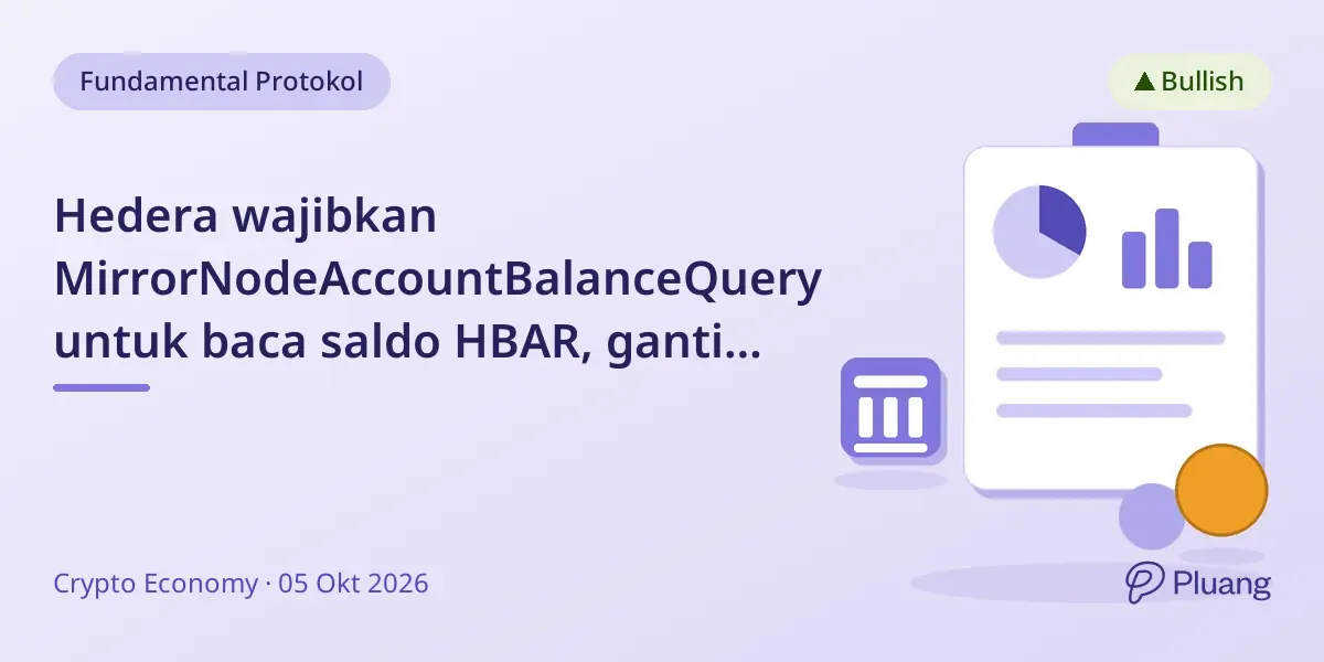 Hedera wajibkan MirrorNodeAccountBalanceQuery untuk baca saldo HBAR, ganti query konsensus yang deprecated.