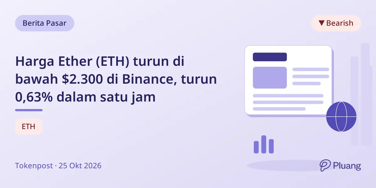 Harga Ether (ETH) turun di bawah $2.300 di Binance, turun 0,63% dalam satu jam