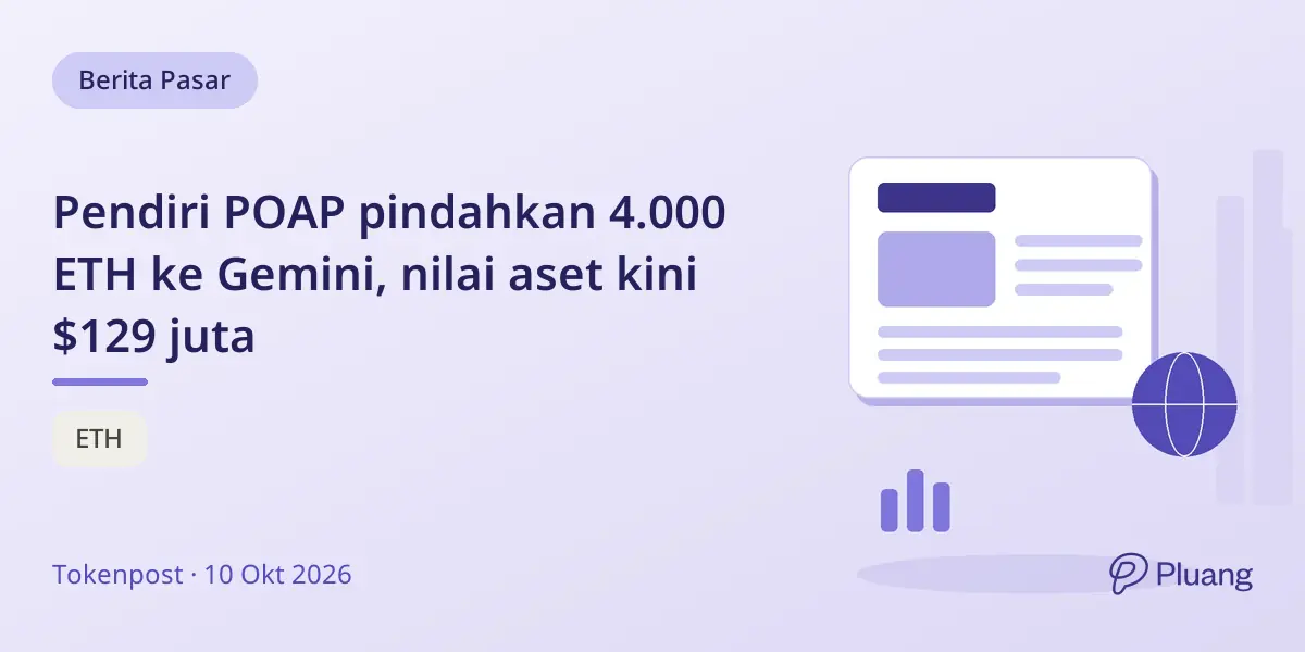 Pendiri POAP pindahkan 4.000 ETH ke Gemini, nilai aset kini $129 juta