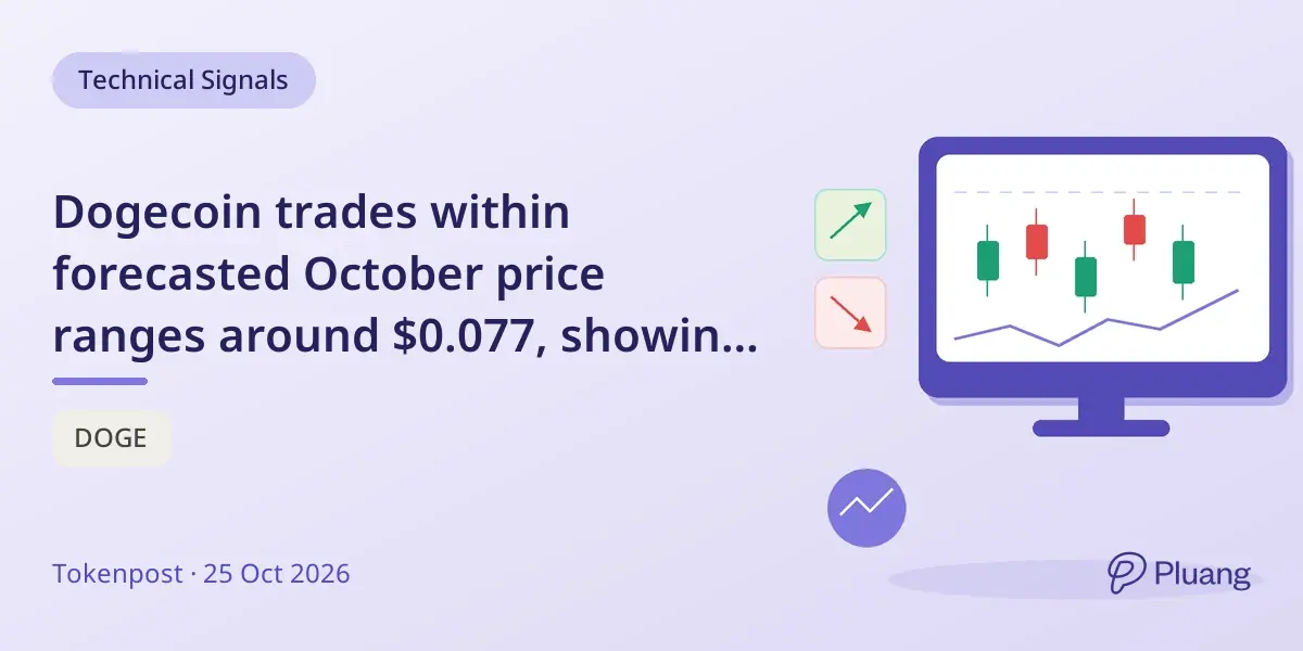 Dogecoin trades within forecasted October price ranges around $0.077, showing stable outlook.