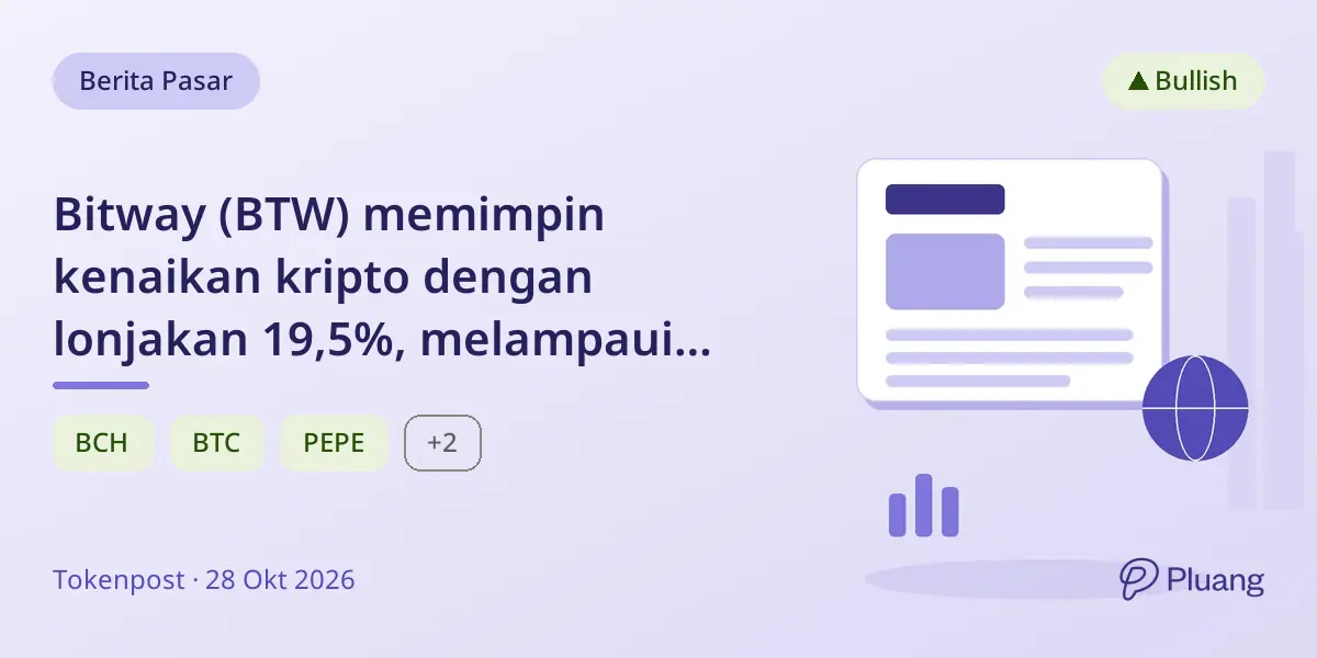 Bitway (BTW) memimpin kenaikan kripto dengan lonjakan 19,5%, melampaui Bitcoin dan Ether.