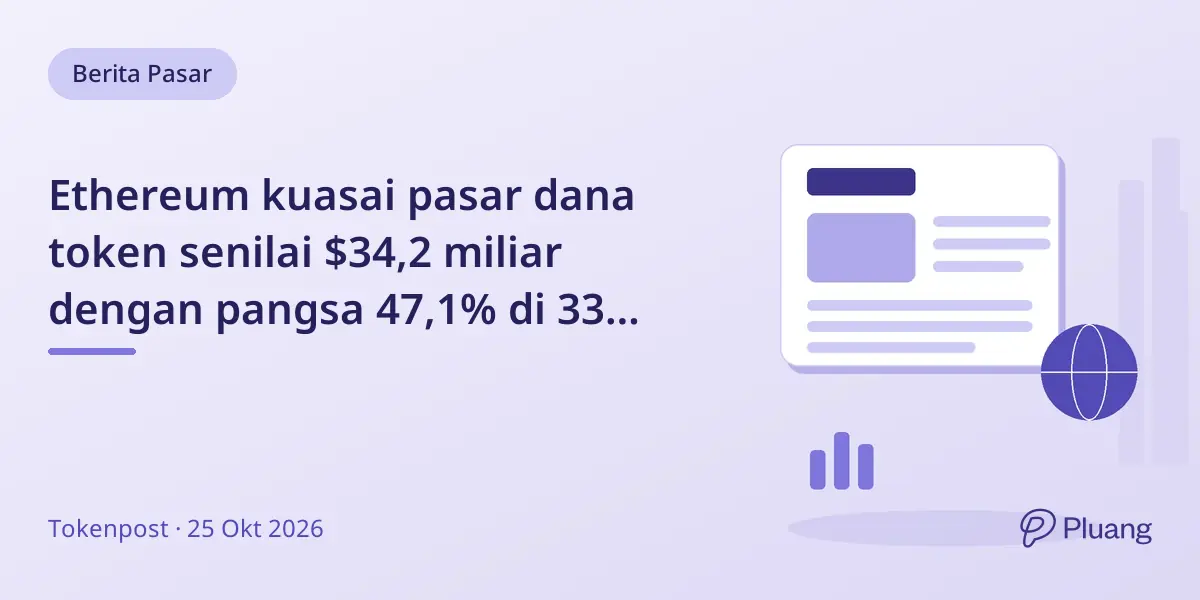 Ethereum kuasai pasar dana token senilai $34,2 miliar dengan pangsa 47,1% di 33 blockchain
