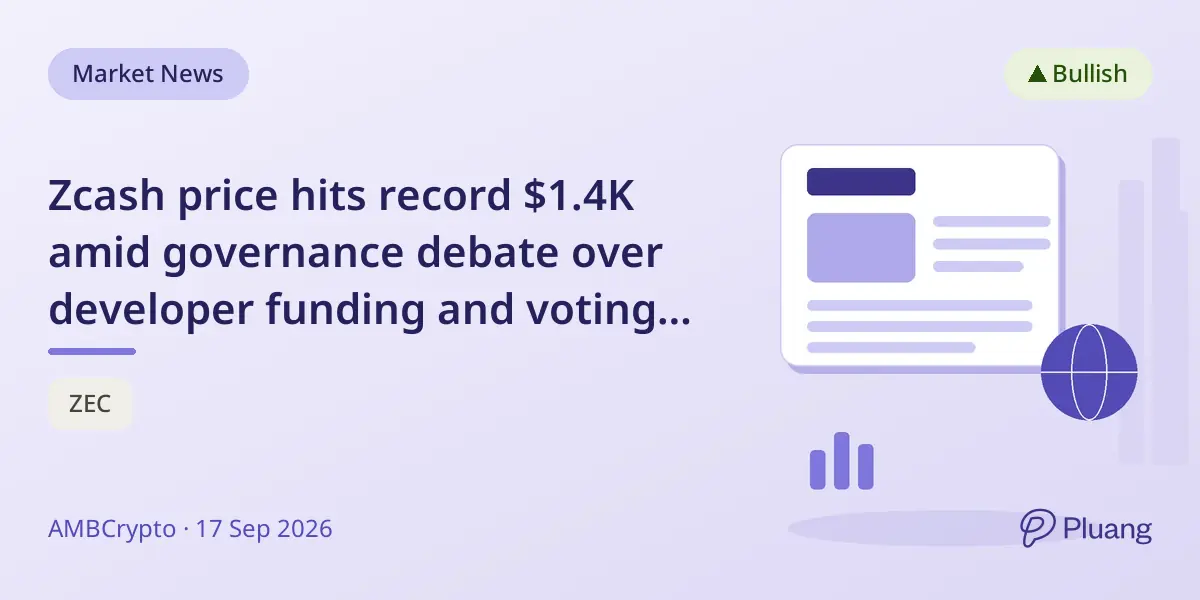 Zcash price hits record $1.4K amid governance debate over developer funding and voting system