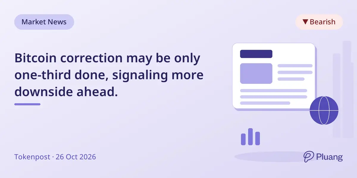 Bitcoin correction may be only one-third done, signaling more downside ahead.