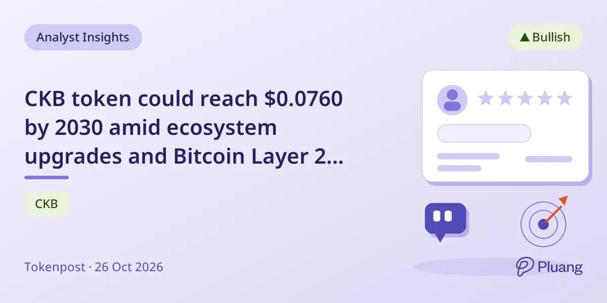 CKB token could reach $0.0760 by 2030 amid ecosystem upgrades and Bitcoin Layer 2 adoption.